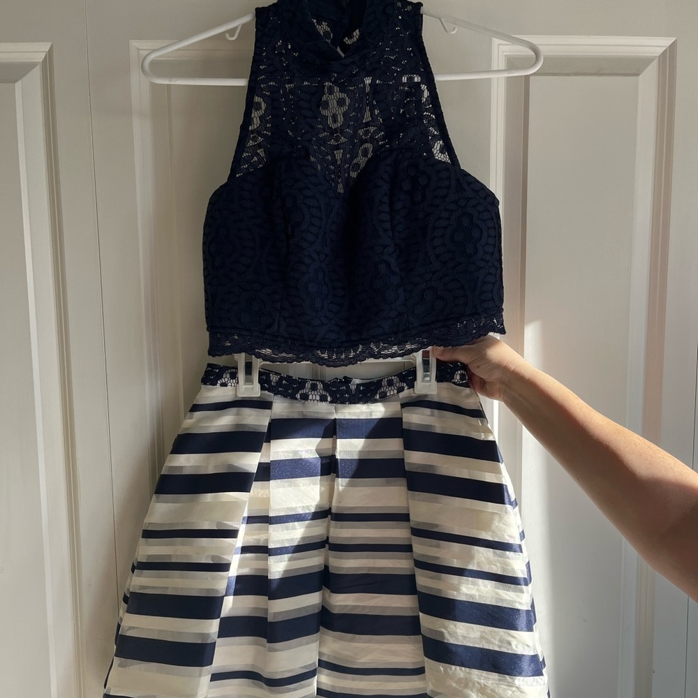 Navy white homecoming dress 2 piece